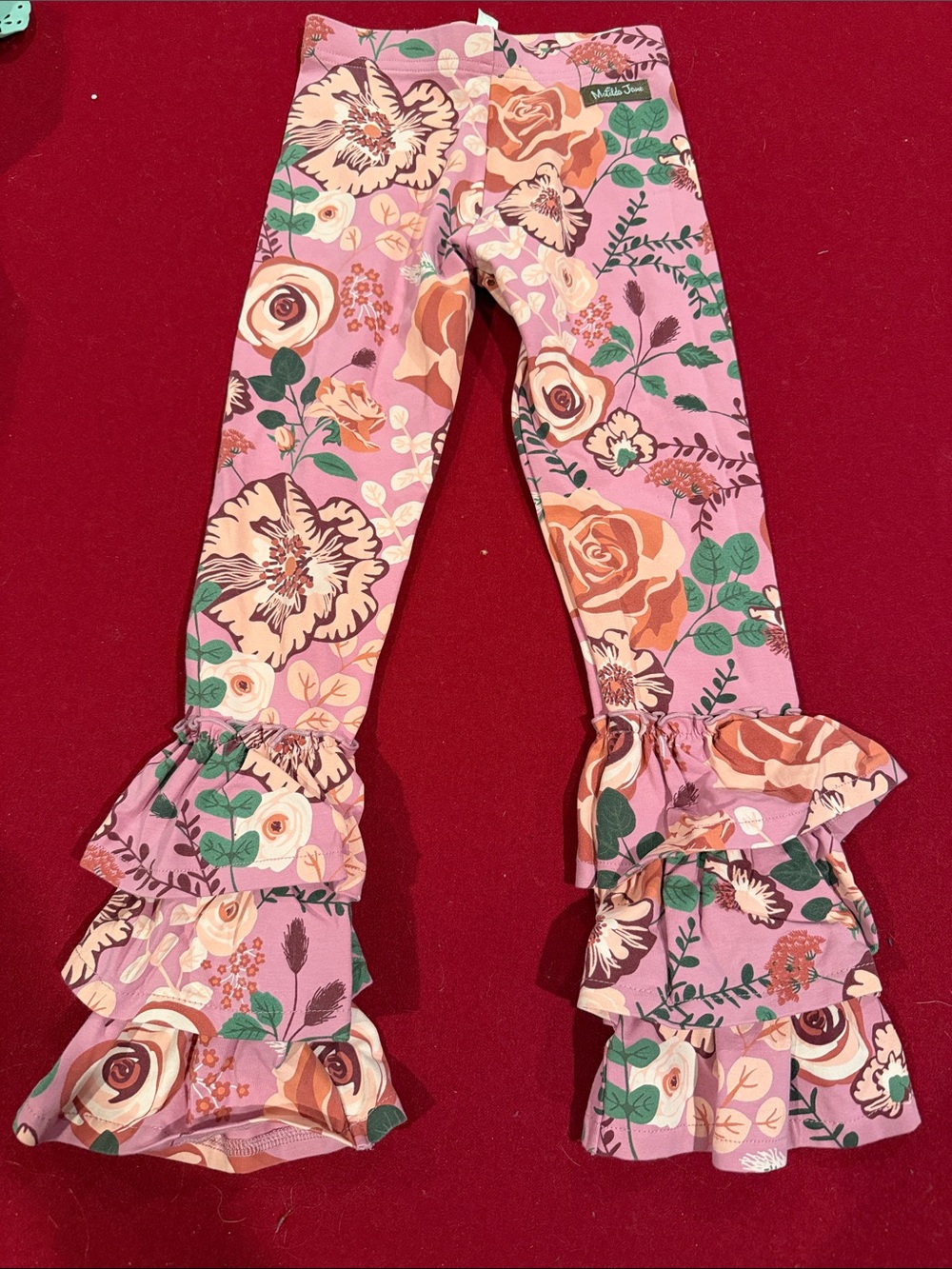 Matilda Jane Pink Floral Ruffle-Hem Leggings